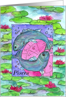 Happy Birthday Pisces Astrology Sign Fish card