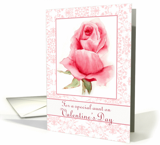 Happy Valentine's Day Aunt Pink Rose Watercolor Painting card (543582)