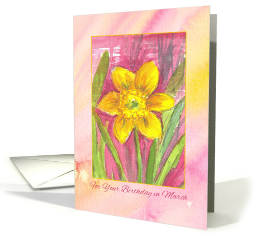 Happy March Birthday Yellow Daffodil Flower card (555702)