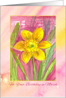 Happy March Birthday Yellow Daffodil Flower card