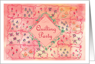 Quilting Party Pink Rose Flower Quilt Invitation card