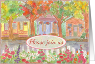 Welcome To The Neighborhood Party Invitation Houses Watercolor Painting card