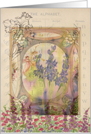 Angels Iris Vintage Alphabet Flower Collage Blank card