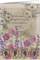 Mauve Roses Collage Poem Silhouettes Blank card