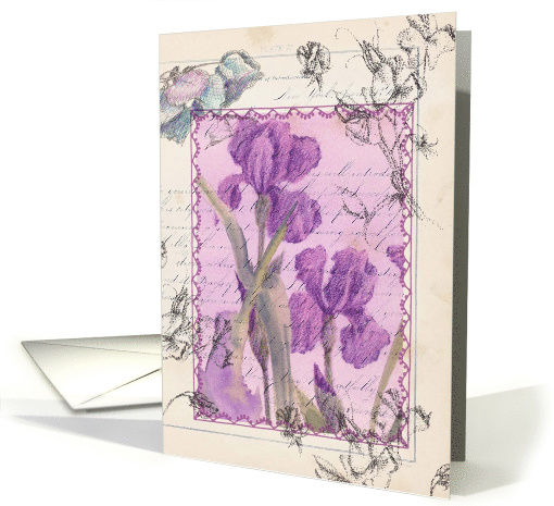Happy Birthday Purple Iris Flower Collage card (644400)