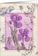 Happy Birthday Purple Iris Flower Collage card