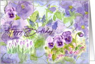 Happy Birthday Purple Pansy Flower Collage card