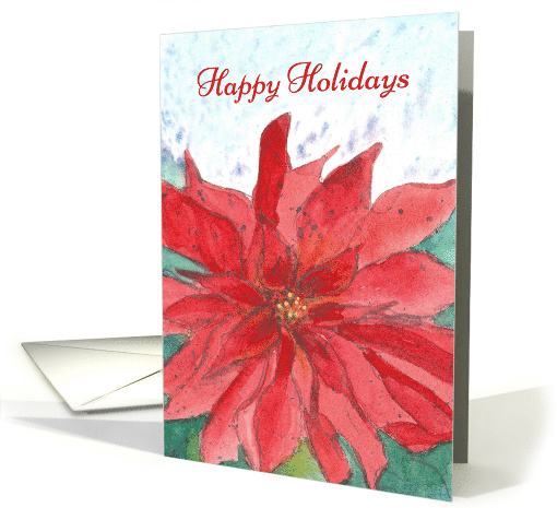 Happy Holidays Red Poinsettia Christmas Flower card (694623)