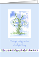 Happy Birthday Grandma White Snowdrops Flower card