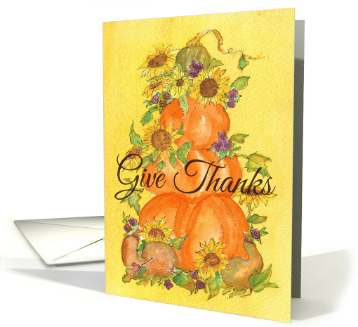 Give Thanks Pumpkin Topiary Happy Thanksgiving card (72443)