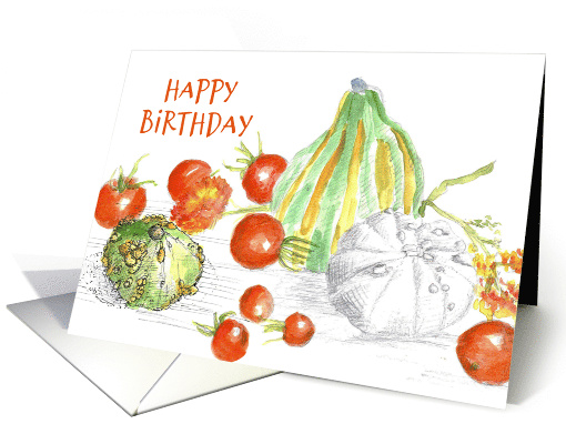 Happy Birthday Food Vegetables Tomatoes Squash card (725908)