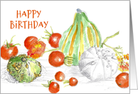 Happy Birthday Food Vegetables Tomatoes Squash card