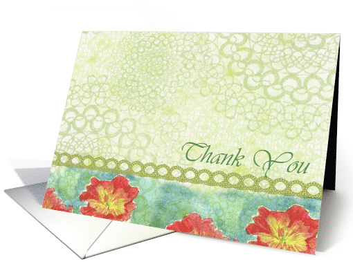 Thank You Red Poppy Flowers Watercolor Flowers card (738810)