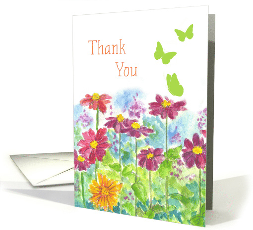 Thank You Butterflies Zinnia Flower Garden Blank card (738811)