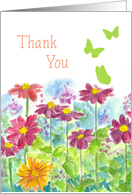 Thank You Butterflies Zinnia Flower Garden Blank card