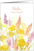 Hello Dear Friend Watercolor Flower Bouquet card