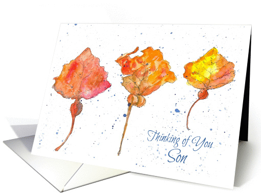 Thinking of You Son Autumn Leaves Botanical Illustration card (748021)