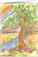 Happy Earth Day Mountain Rainbow Tree Stream card
