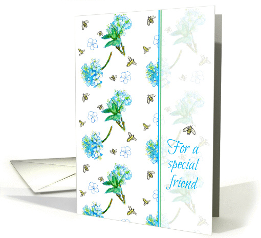 For A Special Friend Thank You Blue Flower Blossom Bees card (76882)
