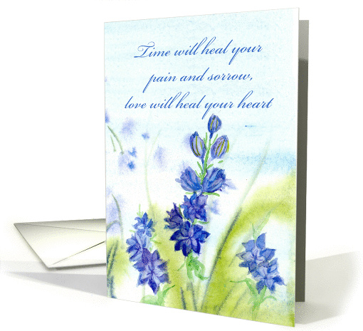 In Sympathy For Loss Blue Purple Flowers Drawing Art card (76884)