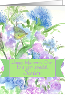 Happy Mothers Day Sister Spring Garden Butterfly Watercolor card