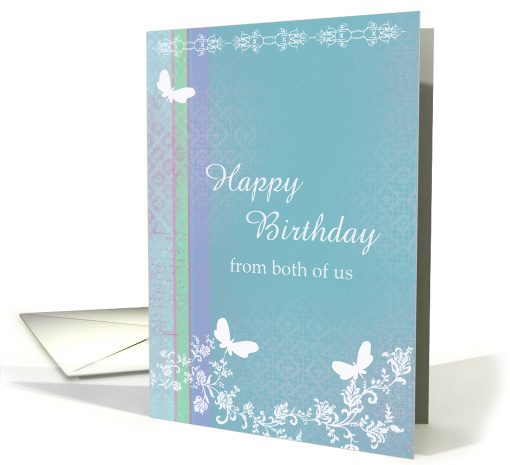 Happy Birthday from both of us butterfly lace flower card (796789)