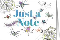 Just A Note Spiders Insects Bugs Blank card