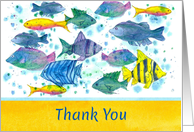 Thank You Tropical School of Fish Watercolor card