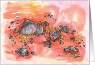 Coral Shells Sandy Beach Watercolor card