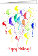Happy Birthday Balloon Bouquet Rainbow Colors card