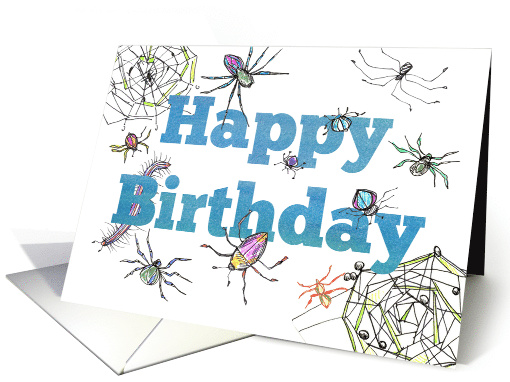 Happy Birthday Spiders Bugs Insects Illustration card (826684)