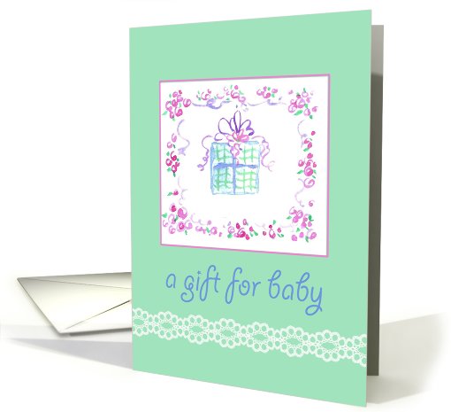 Baby Shower Gender Neutral Green Gift Box card (827840)