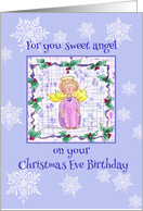 Christmas Eve Birthday Sweet Angel Snowflakes card