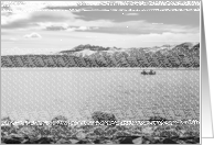 Lake Fishing Boat Snow Capped Moutains card