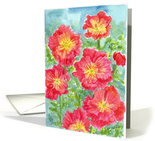 Red Poppy Watercolor Blank Note card (833901)