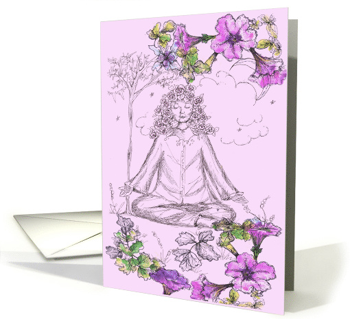 Yoga Meditation Purple Petunia Flowers Blank card (834730)
