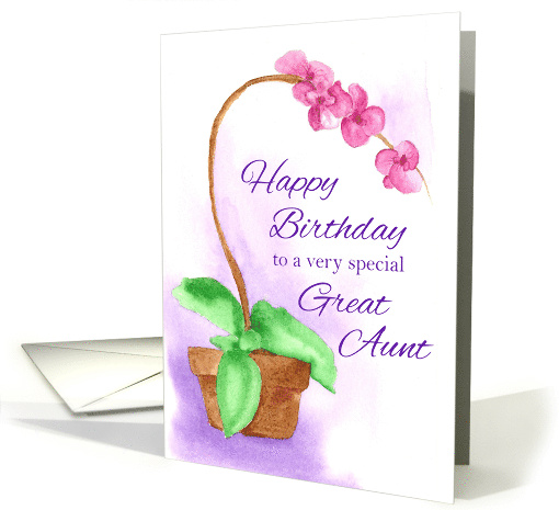 Happy Birthday Great Aunt Pink Orchid Flower card (836662)