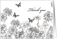 Thank You Garden Flowers Butterflies Nasturtiums card