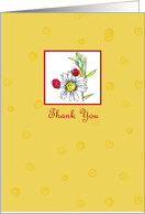 Thank You Ladybug Daisy Flower Drawing card
