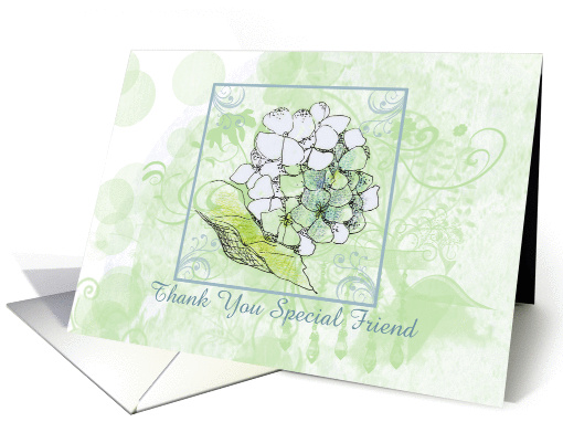 Thank You Friend Hydrangea Drawing Green Leaf card (839527)