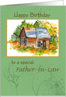 Happy Birthday Father-in-Law Cabin Watercolor card