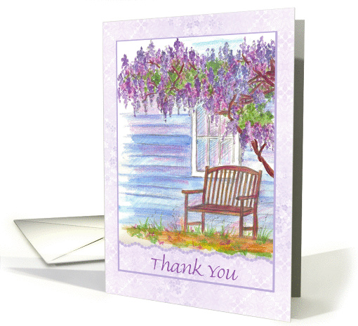 Thank You Wisteria Flower Tree Garden Bench card (841376)