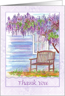 Thank You Wisteria Flower Tree Garden Bench card