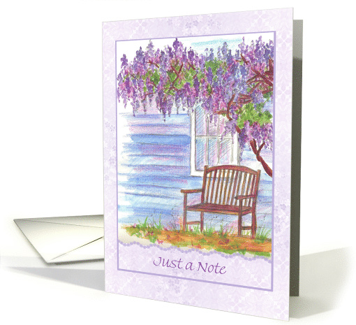 Purple Wisteria Flower Tree Just a Note Blank card (841378)