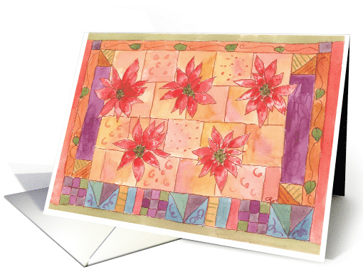 Poinsettia Flower Southwest Colors Quilt Blocks Blank card (847836)