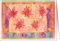 Poinsettia Flower Southwest Colors Quilt Blocks Blank card