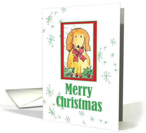 Merry Christmas Holiday Dog Snowflakes card (857180)