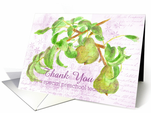 Thank You Preschool Nursery School Teacher Pears card (860874)