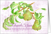Thank You School Student Teacher Pears card