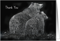 Thank You Bears Wildlife Wildflowers Black White card